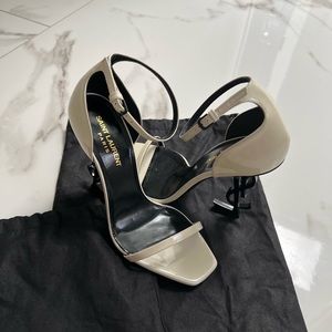 Saint Laurent White 7 Opyum Patent Leather Sandals
